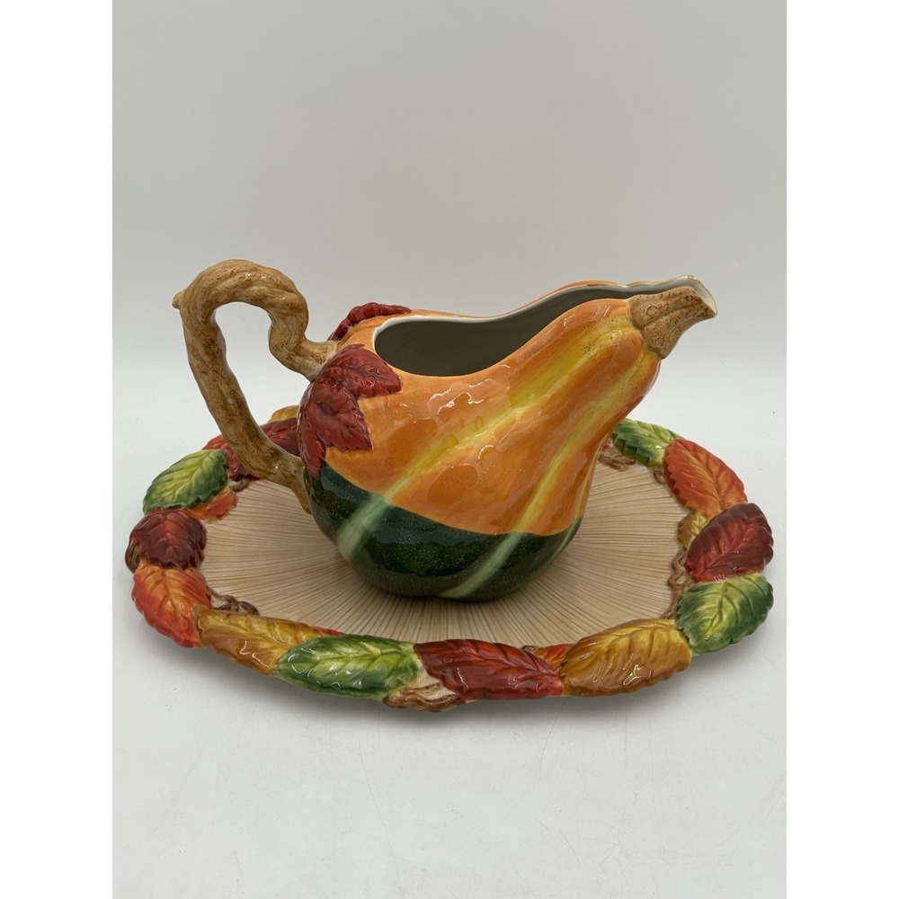Department‎ 56 Harvest Platter & Pitcher Thanksgiving Fall Leaves Gourd